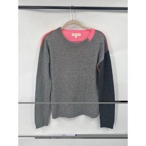 Lisa Todd Writers Block 100% Cashmere Sweater Women XS Pink Blue Preppy Casual